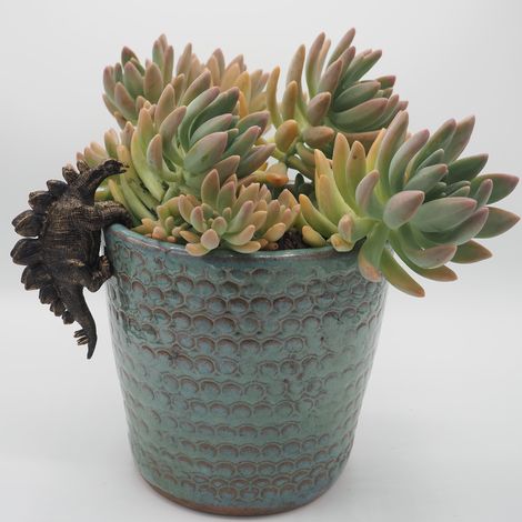Antique Bronze Coloured Stegosaurus Pot Buddy - Pot Hanger